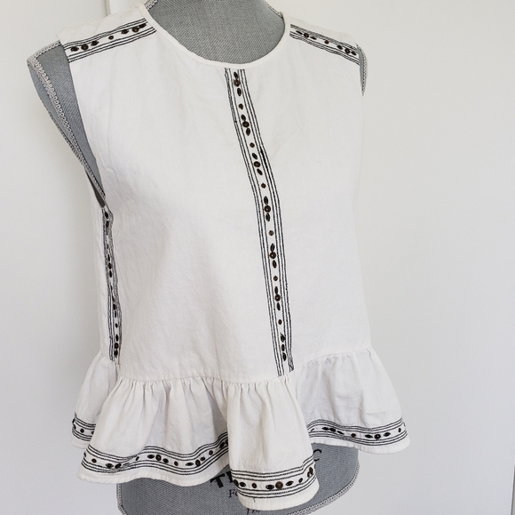 Anthropologie Embroidered Peplum Tank FLANNEL size Small - Picture 5 of 15